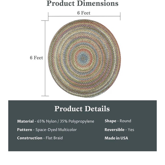 Braided Multicolor Round Rug - Picture 5 of 5